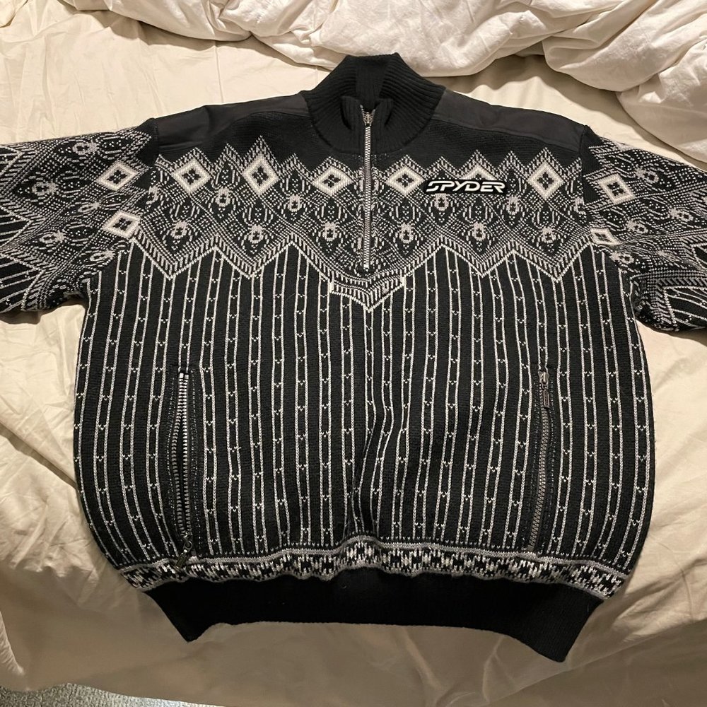 Black skier Wind Resistant Sweater